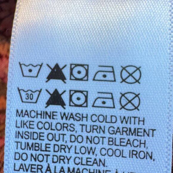 Lucky Brand Purple Print BOHO Top Balloon Sleeve with Pintucks Button Front XL - Picture 8 of 9